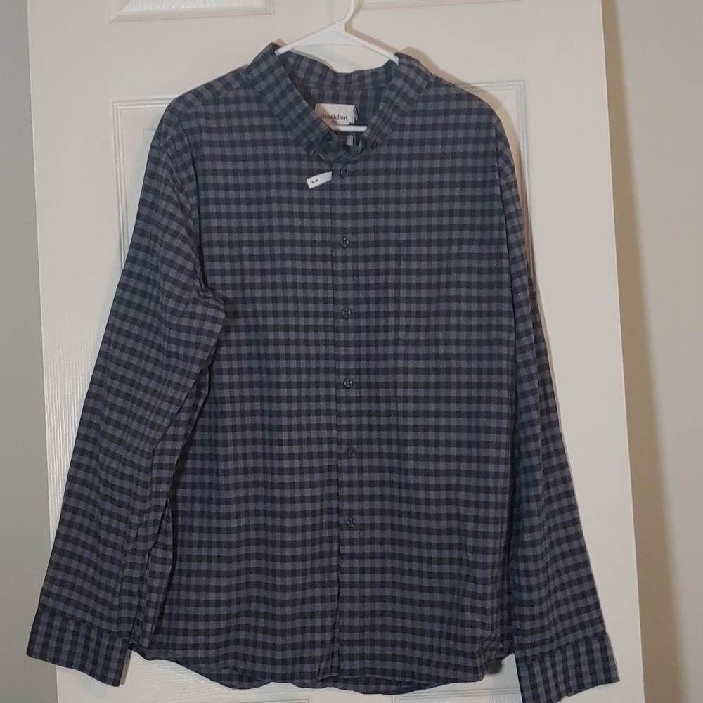 Goodfellow & Co Blue Checked Long Sleeve Button Down Shirt Size M XXL
